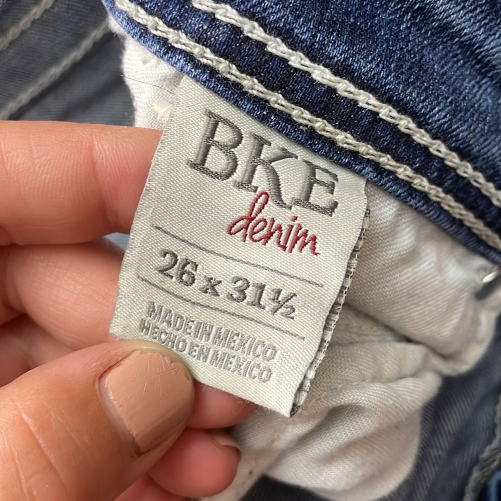 BKE denim Stella distressed jeans bootcut size 26x31 1/2 lighter western country - Picture 9 of 11